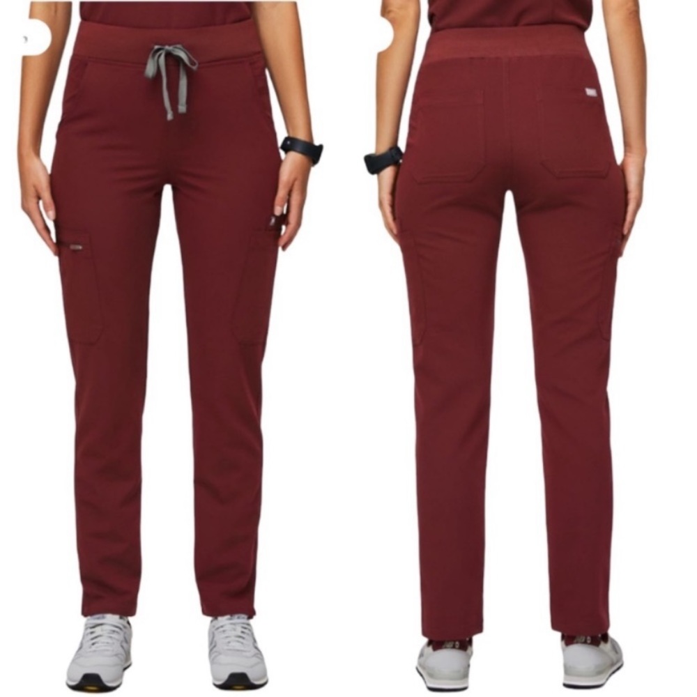 Petite Figs Women's Maroon Drawstring Scrub Pants